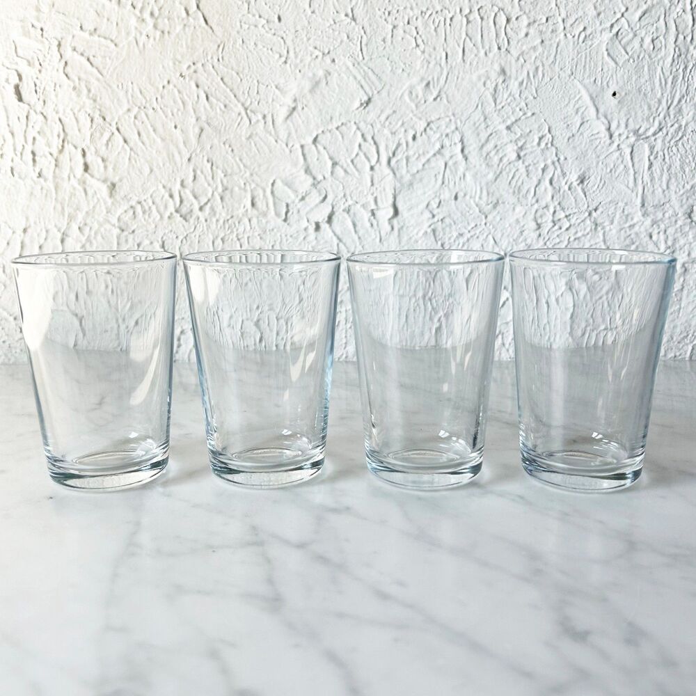 Pasabahce Set of 4 Clear Juice Glasses Turkey 4" Tumbler Drinking Glasses